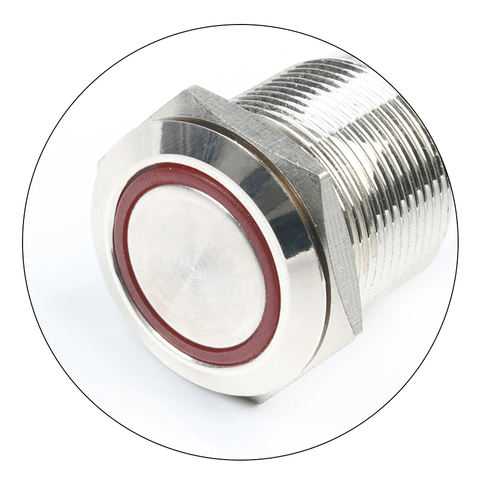 flat ring 19 мм Фиксация/Мгновенный водонепроницаемый металлический кнопочный переключатель светодиодный светильник индикатор питания Красный Синий Зеленый Желтый Белый Кнопка - Цвет: flat ring