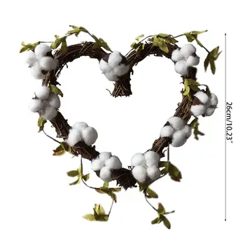 

Artificial Heart-shaped cotton Flowers Wreath Spring Wreath Outdoor for Front Door Wall Window Party Wedding Décor