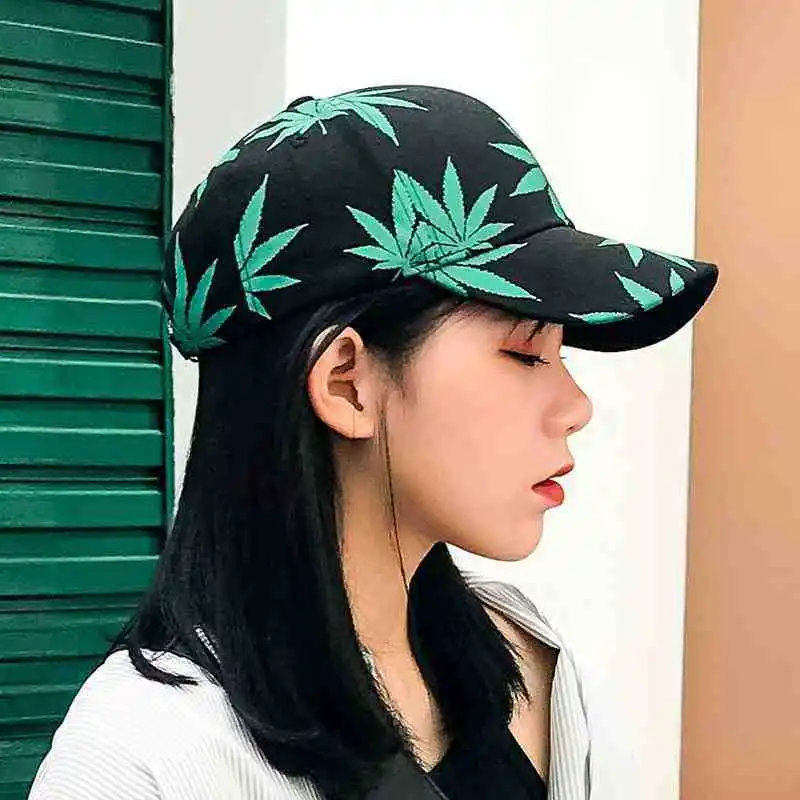 black Weed Snapback Шляпа новая с модными кленовыми листьями бейсбольная кепка Bone мужская женская летняя повседневная хлопковая набивная Swag Хип Хоп Кепка с регулировкой размера Gorras - Цвет: black