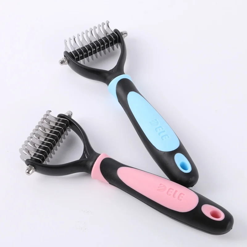 Собака кошка мех Dematting Уход за шерстью Deshedding Триммер Инструмент Расческа Щетка 11 лезвие PL1