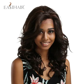 

EASIHAIR Lace Front Hair Wigs Long High Density Wave Dark Brown Wig Heat Resistant Synthetic Lace Front Wigs for Black Women
