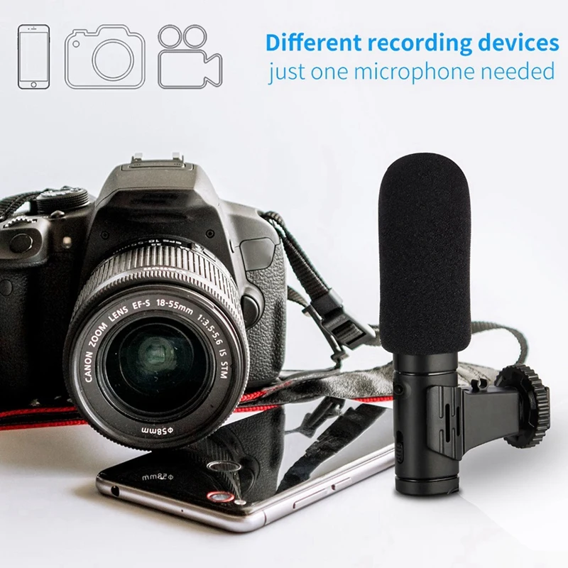 

Stereo Microphone Super Low Noise Cardioid Photography Interview Digital Video Recording Microphone for Phone and Camera