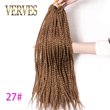 Плетение волос 18 дюймов коробка вязанные волосы для наращивания, 22 пряди/шт Омбре синтетические косички коричневый черный блонд - Цвет: #27