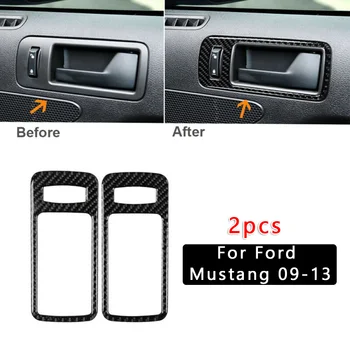

2pcs Carbon Fiber Car Interior Door Handle Bowl Cover Trim For Ford Mustang 2009-2013 Car Interior Accessories