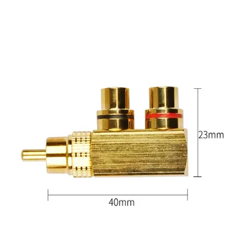 

10pcs/lot Hifi Copper 1 RCA Male To 2 RCA Female AV Audio Video Adapter Plug Splitter Converter Connector