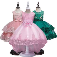 Платье для девочек Платье с кружевными цветами для девочек Элегантное летнее платье для девочек платье принцессы вечерние платье для балета; одежда для свадьбы для девочек детское платье-пачка платья