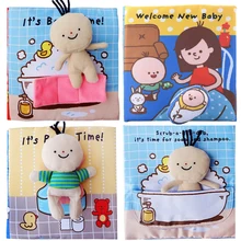 Baby Early Education Puzzle Cloth Book Teach Bath And Bathroom With Ring Paper Book Baby Story mall Dolls Activity Quiet Books