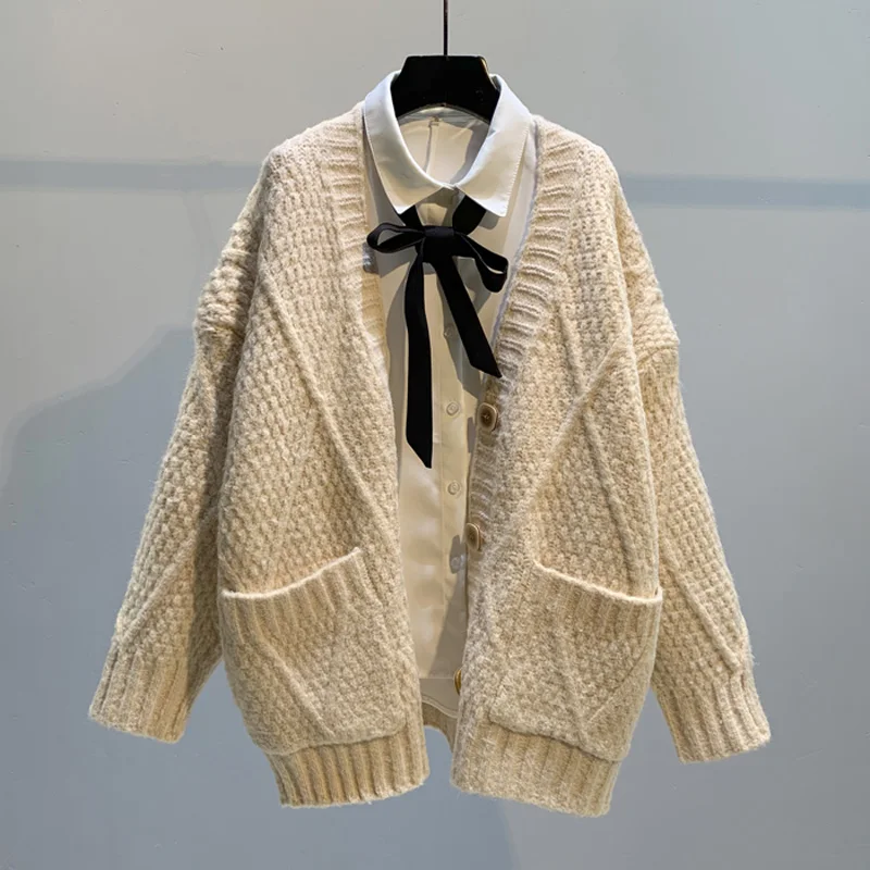 #^Special Price 2019 winter new knitted women sweater and cardigan pockets thicken warm pocket solid outwear coat tops #^Special Price 2019 winter new knitted women sweater and cardigan pockets thicken warm pocket solid outwear coat tops