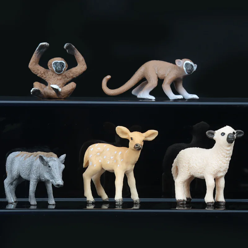 Wild Animal Model Solid Model CHILDREN'S Toy 10-Selectable Fox Sheep Moose Craft Monkey Gorilla Ape
