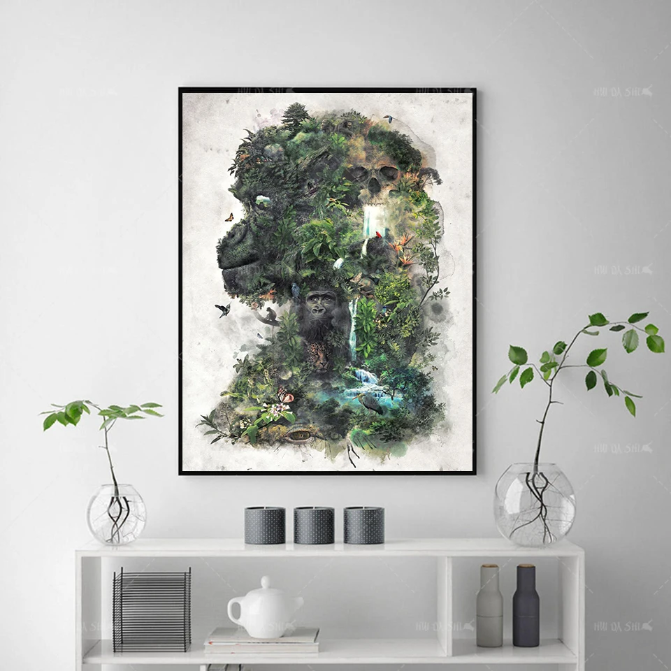 

HOT Nordic Abstract Poster Wall Art Animal Sloth And Nature Canvas Painting Print Modular Pictures Home Decor Decorative Frames