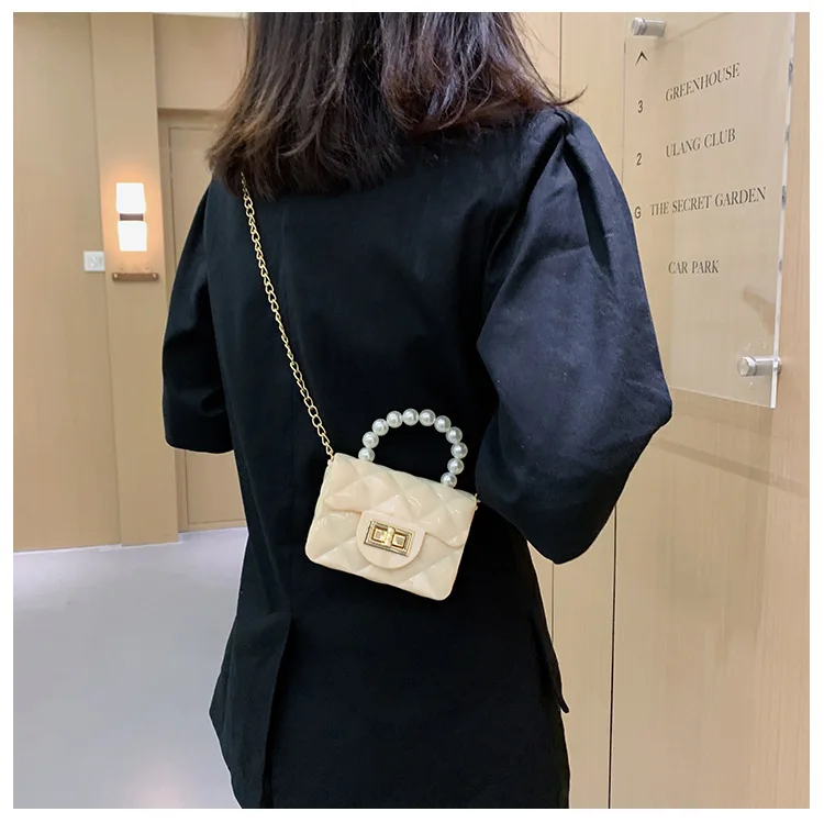 Dikaril Women Mini Handbag New Elegant Shoulder Messenger Portable Chain Bag Girl Cute Bag Pearl Crossbody Rhombus Small Bags