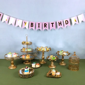 

Tobs Mirror Gold Crystal cake stand set metal fondant cupcake sweet table candy bar table decorating