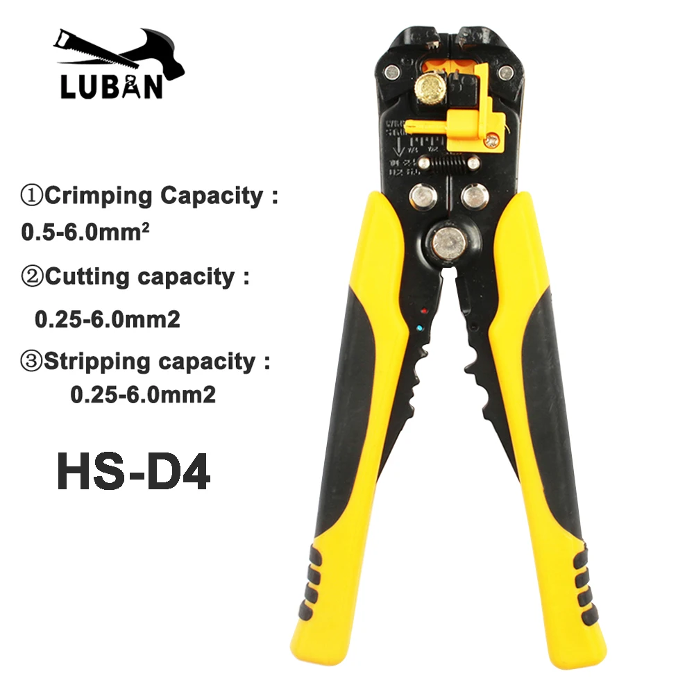 HS-D1 AWG24-10 (0.2-6.0mm2 ) Multifunctional automatic stripping pliers Cable wire Stripping Crimping tools Cutting cutter block plane Hand Tools