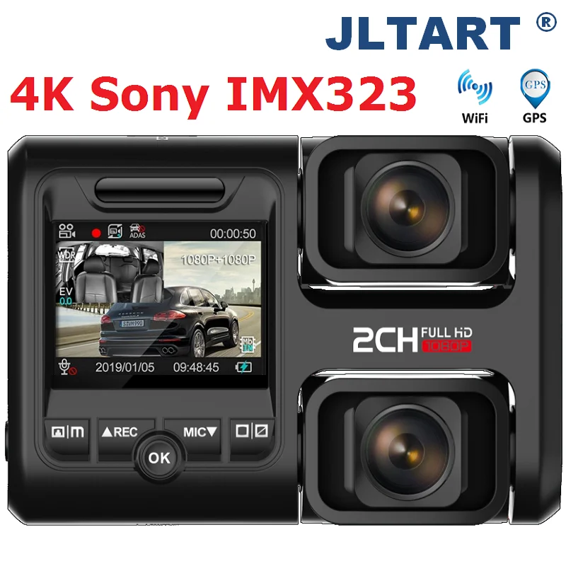 Novatek 96663 Чип WiFi 4K двойной объектив Автомобильный видеорегистратор Ультра HD 2160P GPS