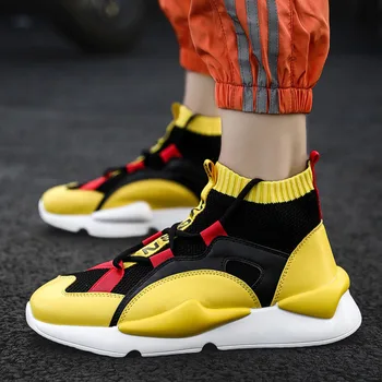 

Men Tennis Shoes Sneakers 2019 Hot Sale Comfortable Shoes for Outdoor Non-slip Breathable High Top Men Trainers Chaussures Homme