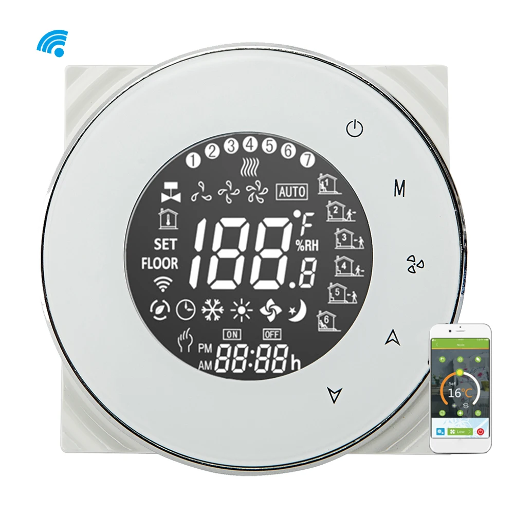 

Temperature Controller Thermostat for Central Air Conditioner Mobile Control Home Thermostat LCD Display Touch Screen Four Pipe