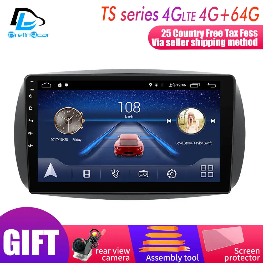 Android 9,0 автомобильный dvd-плеер Мультимедиа Радио для Mercedes/Benz Smart Fortwo 2016 WiFi BT GPS стерео