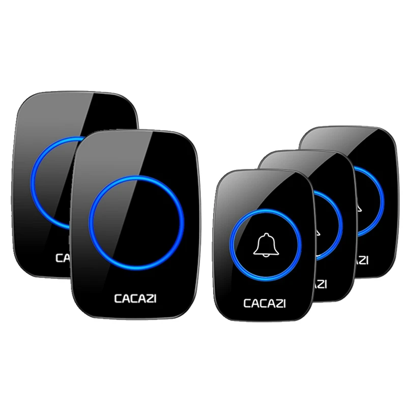 3 button 2 receiver CACAZI Беспроводной интеллектуальные Водонепроницаемый дверной звонок диапазон 300 м светодиодный ночник для дома звонок США ЕС Великобритания Plug 1 2 кнопка 1 приемник - Цвет: 3 button 2 receiver