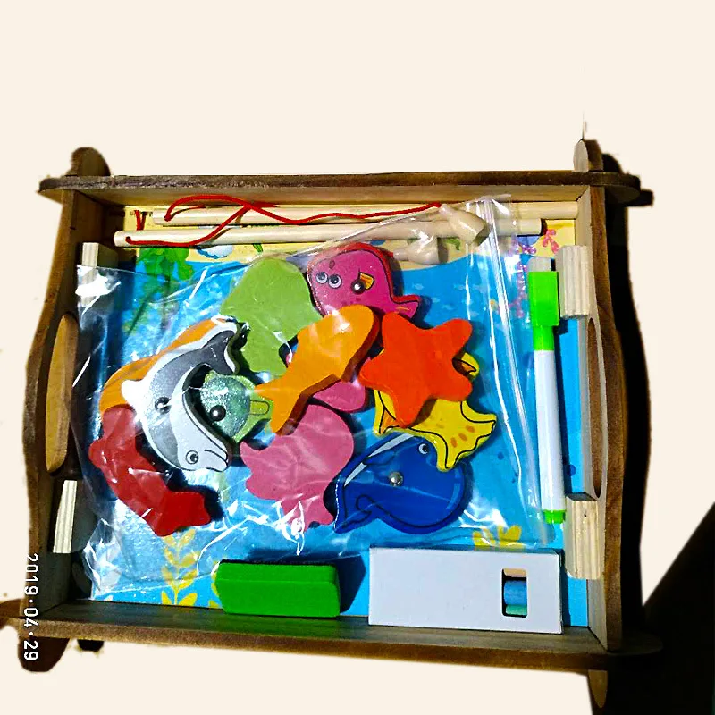 

Educational ENLIGHTEN Early Education CHILDREN'S Toy Multi-functional Magnetic Oceans Fishing Animal Jigsaw Puzzle Drawing Board