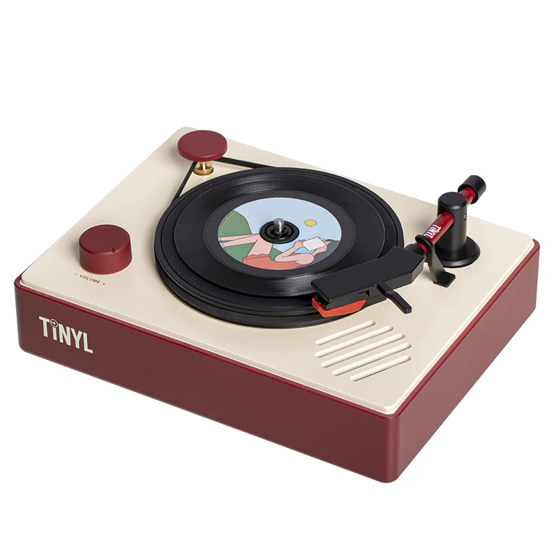 3 Inch Mini Vinyl Turntable Record Player LP Disc 33 RPM Bluetooth Portable Gramophone Phonograph Speaker Antique Retro
