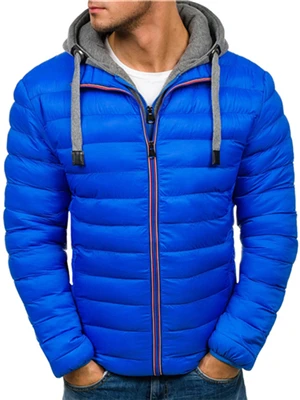blue ZOGAA брендовая мужская осенне-зимняя куртка, пальто, повседневное Брендовое пальто с капюшоном, Мужская парка, хлопковое пальто, теплая одежда, уличная одежда, мужские парки - Цвет: blue