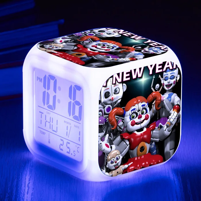 Five Nights At Freddy's 7 цветов светодиодный Будильник FNAF Bonnie Foxy Freddy Fazbear часы с дизайном «Медведь» ночные световые часы игрушки - Цвет: 30