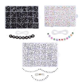 

DIY Necklace Bracelet Beaded Acrylic English Numeric Letter Bead Beading Material Letter Bead Set DIY Jewelry Set 1850 Pieces