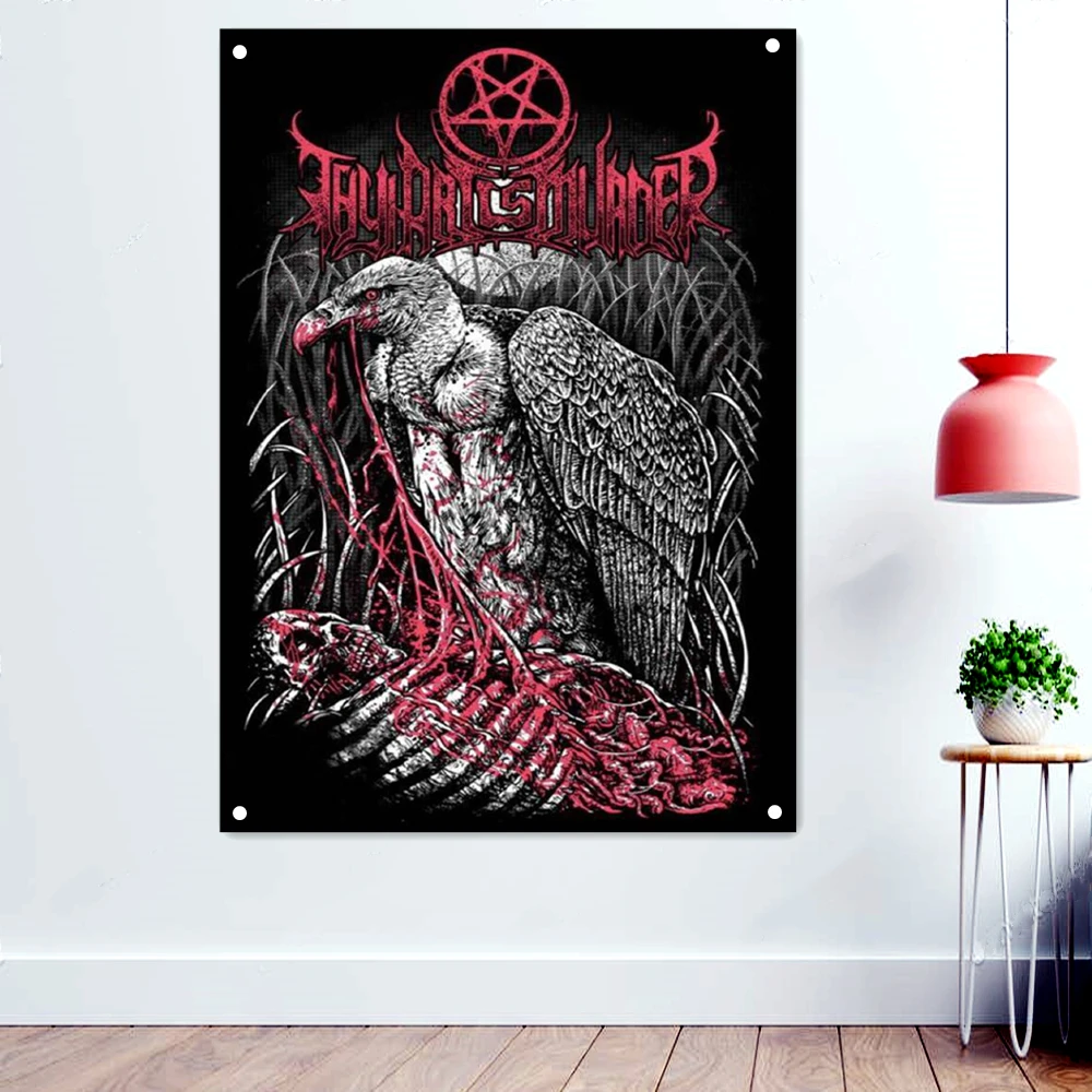 

Vulture Death Metal Artist Flags Wall Chart Tapestry Dark Art Rock Music Poster Band Icon Banner Concert Music Festival Decor