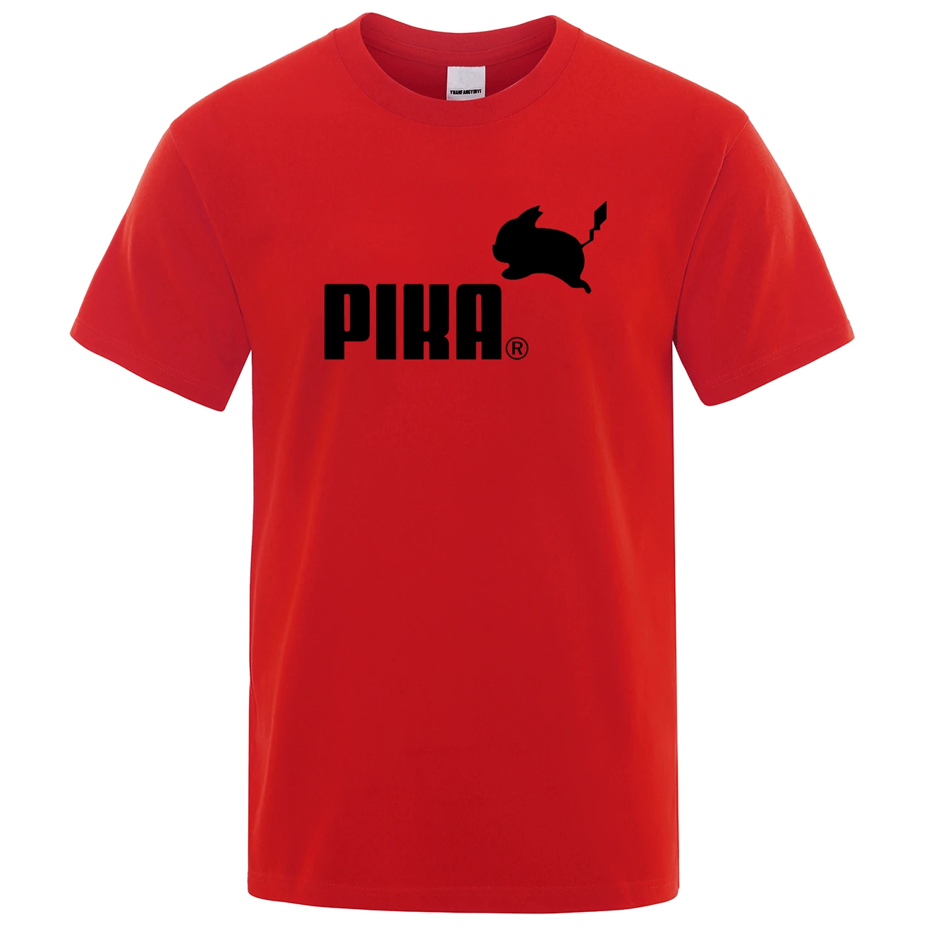 Летняя новая футболка Pika, мужские футболки с японским Аниме Покемон, футболки с Пикачу для мальчиков, хлопковая футболка с коротким рукавом, мужские повседневные футболки, топы - Цвет: red 1