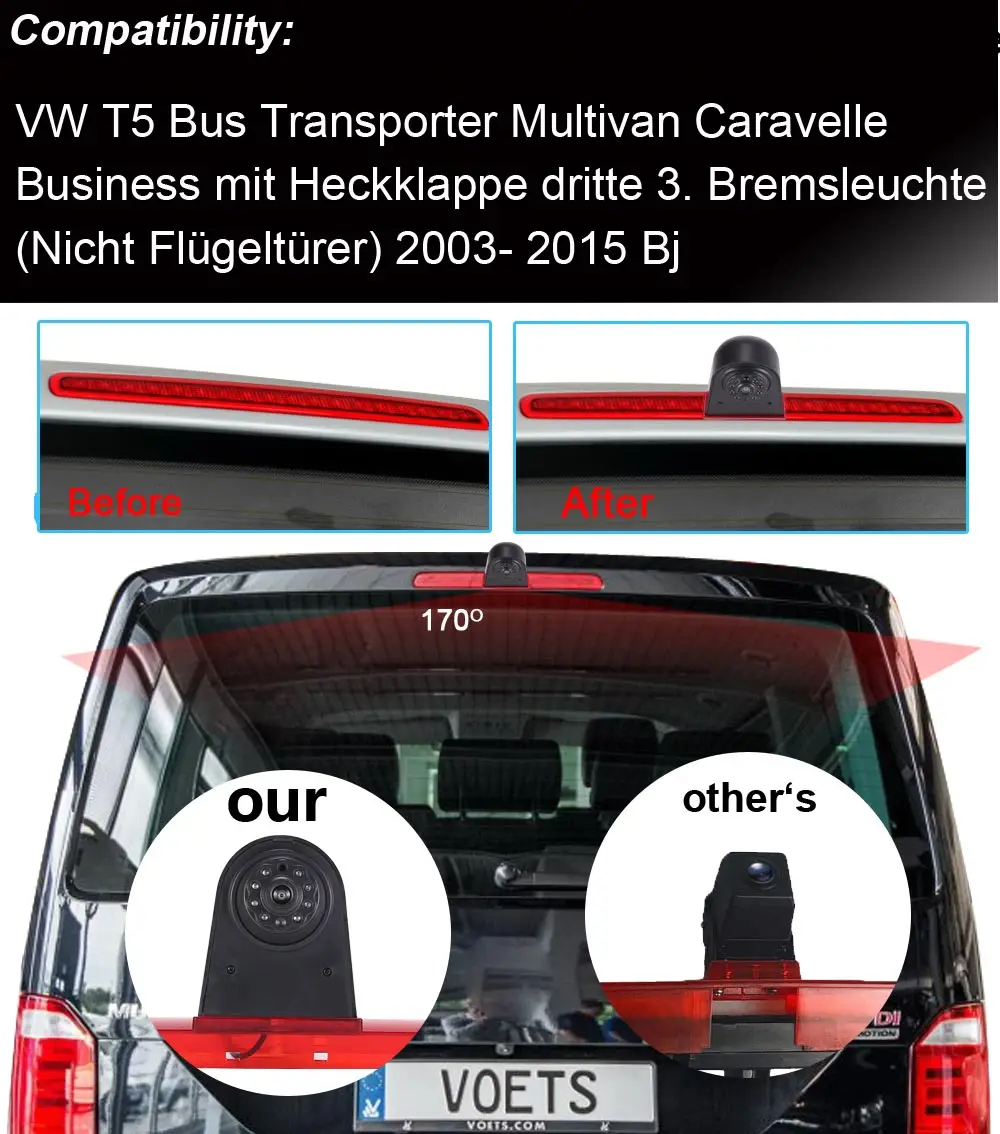 Камера заднего вида для VW T5 транспортер Multivan Caravelle Бизнес mit heckklappe dritte 3 bremsleuchte ночной видимости