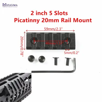 

MIZUGIWA Tactical 5 Slots 2 inch Screws Curve Keymod Rifle Scope Picatinny Round Bottom 20mm Weaver Handguard Rail Mount Base