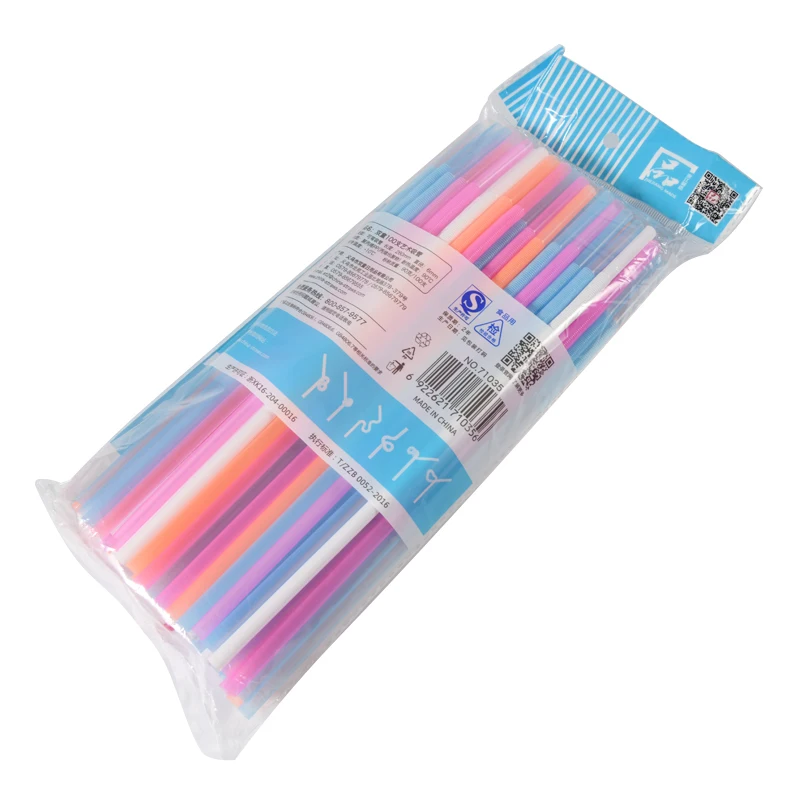 Description Picture 4 of item100Pcs Fluorescent Plastic Bendable Beverage Straws Wedding Decor Mixed Colors Party Supplies Disposable straws