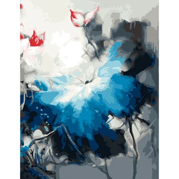 

Lotus Flower Oil Painted By Number For Audlts Kids Handpainted Traditional Chinese Painting House Living Room Wall Decoration