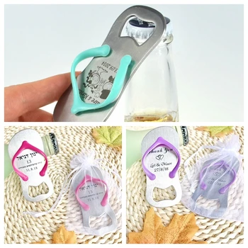 

【KATEROSE】Silk Screen Printing Flip Flop Bottle Opener In Yarn Bag Customized LOGO Sandals Opener Wedding Favors X 200pcs