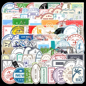 

106pcs Transparent Retro Postmark Stickers For Wall Decor Fridge Bike Laptop Car Scrapbooking Bullet Journal Sticker no repeat