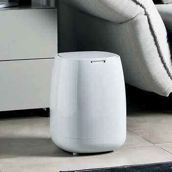

Pressing Type Round Trash Can Plastic Flip Cover Double-Layer Waste Bins Bathroom Kitchen Dustbin