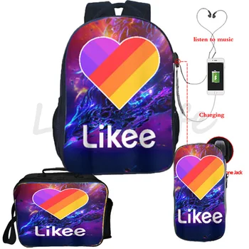 

Likee Video App Children Backpack Pencil Case Likee Live Bag 3Pcs / Set Casual Rucksack Boys Girls School Backpack Travel Bags