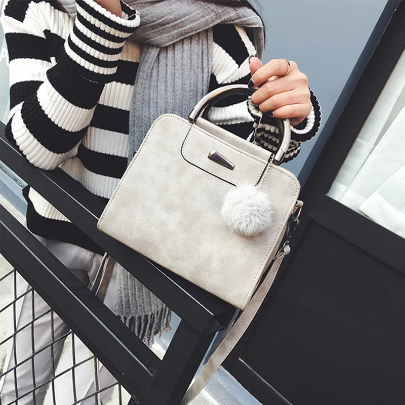 SHUJIN Women Fashion Handle Satchel PU Leather Handbags Purse 2020 New Ladies Small Square Bag Shoulder Bag With Hairball SHUJIN Women Fashion Handle Satchel PU Leather Handbags Purse 2020 New Ladies Small Square Bag Shoulder Bag With Hairball