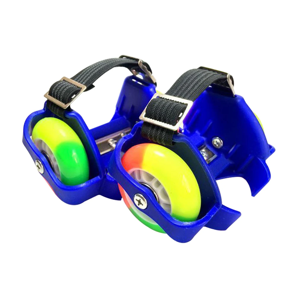 2 шт. забавная обувь PU Регулируемый подарок прочные уличные ролики на пятку игрушка унисекс мигающее колесо дети - Цвет: Синий