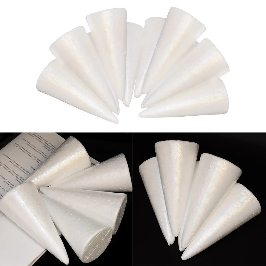 30 Pieces White Cone Shape Christmas Tree Styrofoam Polystyrene Foam Materials for Kids Crafts DIY Modeling Handmade Toys 150mm