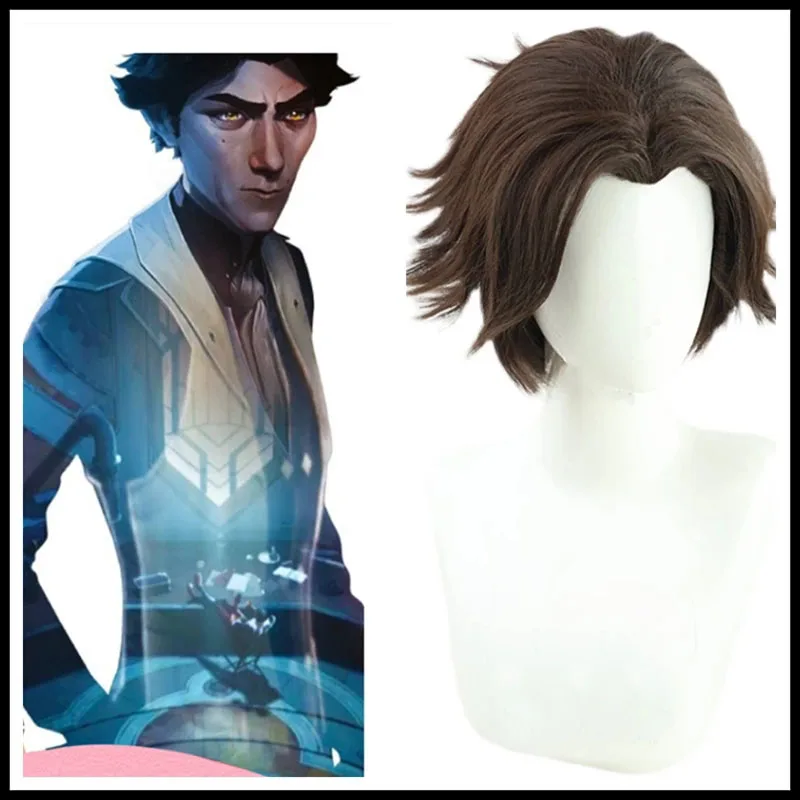 

LOL Arcane Viktor Cosplay Wig Short Brown Heat Resistant Synthetic Hair Wigs + Free Wig Cap