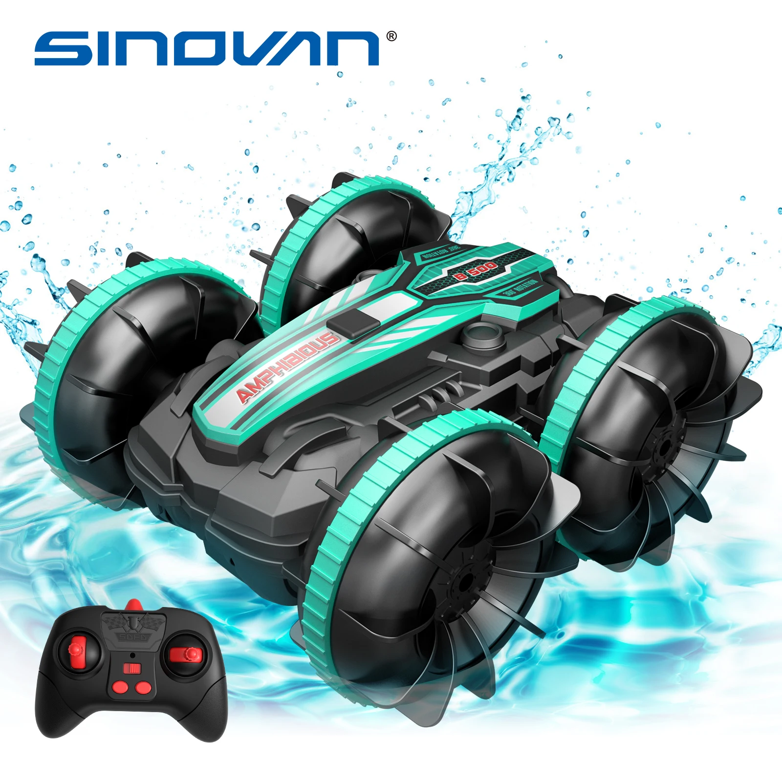 Sinovan Stunt RC Car 1200mAh 4wd Water &amp Land 2in1 Remote Control 2.4G Double Side Flip Amphibious Drift Toys for Kid | Игрушки и