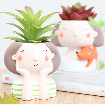 

Cartoon Resin Plant Flower Pot Succulent Container Planter Bonsai Pot Home Office Decor MYDING