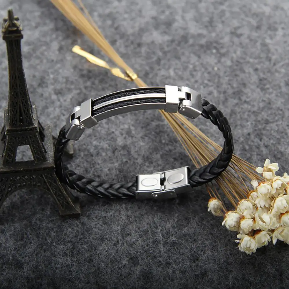 Креативный женский и мужской браслет из искусственной кожи с застежкой-пряжкой из стали и нержавеющей стали, Классическая пластина, дружба# D