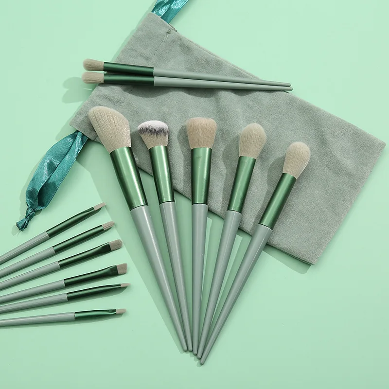 Fashion 13pcs Matcha Green Unicorn Makeup Brushes Set With Bag Blending Powder Eye Face Brush Makeup Tool Kit maquillaje