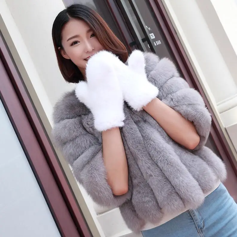 YCFUR милые перчатки для девочек зимние теплые мягкие толстые перчатки из натурального меха норки женские супер эластичные пушистые меховые перчатки для женщин - Цвет: white