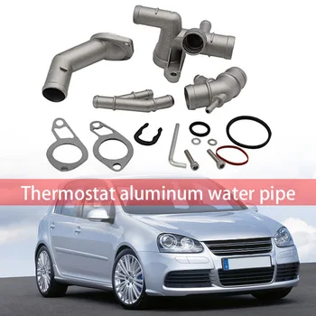 

4Pcs Aluminium Engine Cooling Coolant Hose Connector Supercharger Pipe Thermostat Housing For MK4 Golf Jetta GTI TT 1.6 1.8T