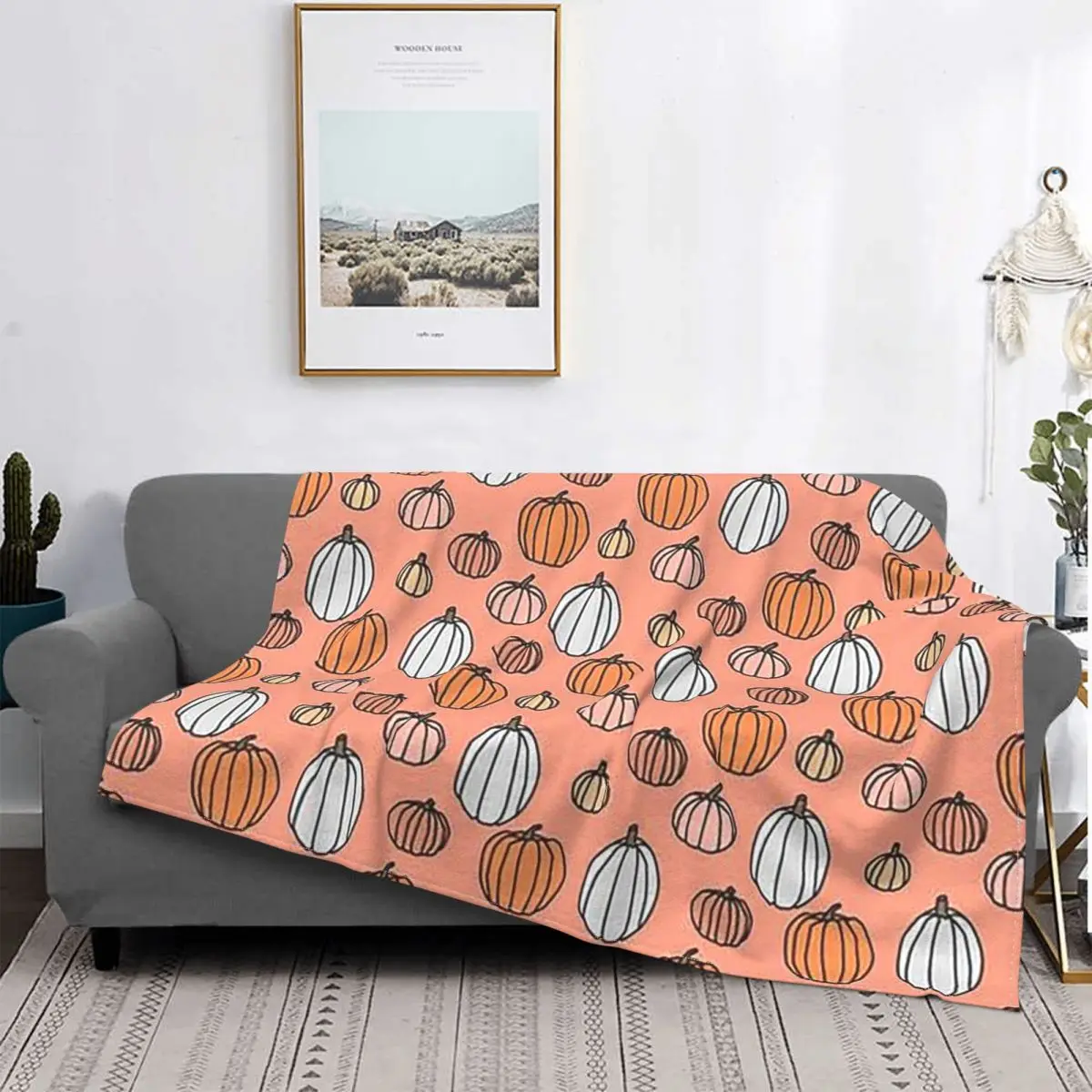 Happy Halloween Christmas Gifts Blanket Flannel Print Pumpkin Multi-function Lightweight Throw for Home Travel Rug Piece | Дом и сад