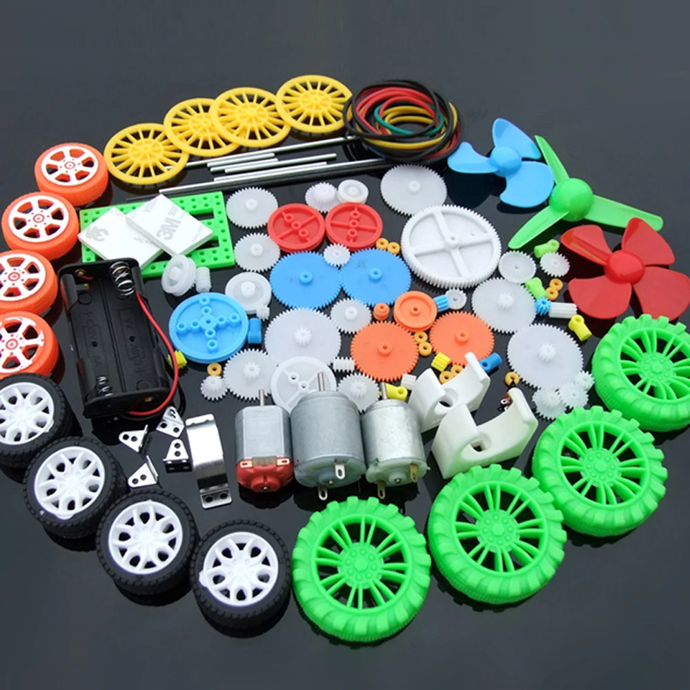 112Pcs DC Motor Kit Electric Mini &ampamp Plastic Gears Bracket Shaft Propeller For DIY Toy Car Boat Robot Scientific Experiment | Игрушки и