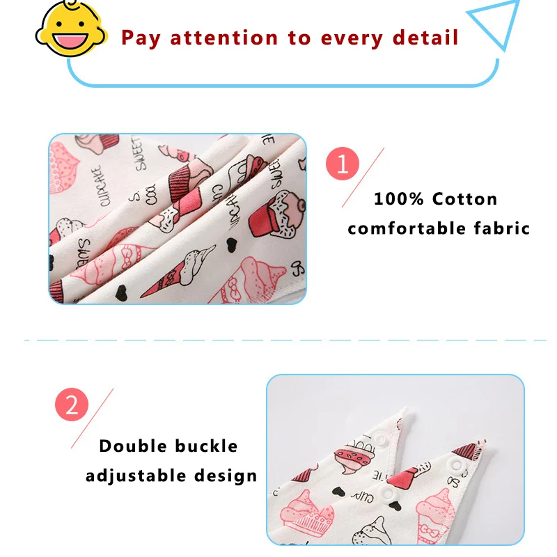 10pcs/lot Baby bibs High quality triangle cotton Baby Burp Cloths Cartoon Character Animal Print baby bandana bibs dribble bibs